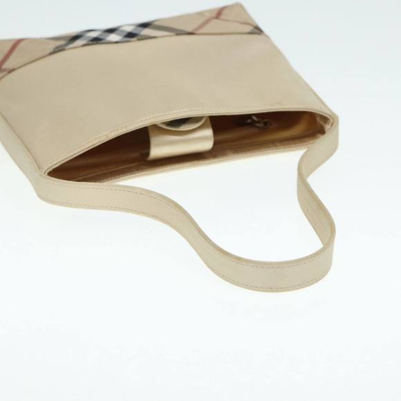 BURBERRY Nova Check Hand Bag Nylon Beige Silver Auth 88598 - Picture 7 of 16